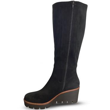 SUSST WOMENS WEGDE ZIP HIGH LEG BOOT - BLACK SUEDE